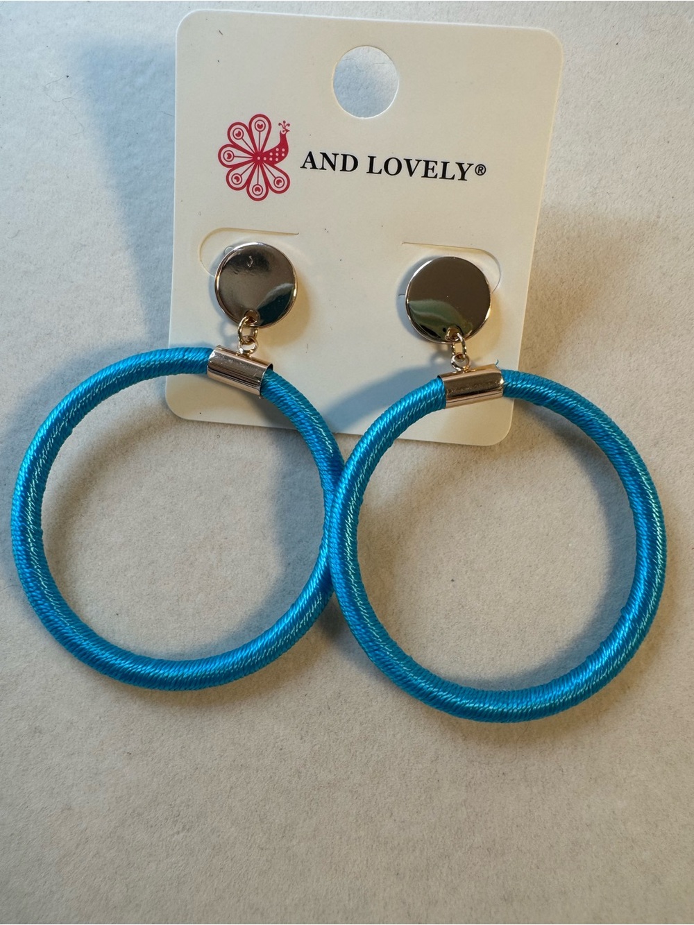 New And Lovely Blue Hoop Earrings - Satin string -Wrapped Statement Hoops